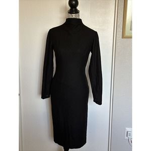 Vintage S. Eisenberg Black Dress Wool Pencil Shift Wiggle Excellent No Flaws